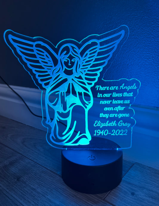 Led light memorial Angel_1 display. 9 colours and remote control! - Laser LLama Designs Ltd