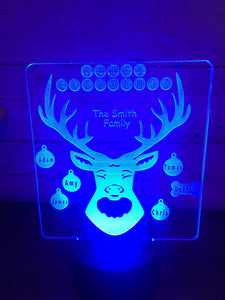 Reindeer personalised with up to 8 names LED light up display- 9 colour options with remote - Laser LLama Designs Ltd
