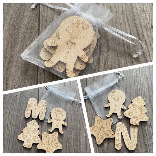 Wooden DIY Christmas activity pack of 4 shapes - Laser LLama Designs Ltd