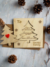 Load image into Gallery viewer, Wooden personalised 3d Christmas tree card - Laser LLama Designs Ltd