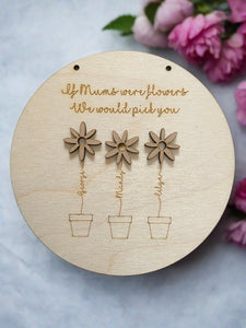 Wooden personalised flowers plaque - Laser LLama Designs Ltd