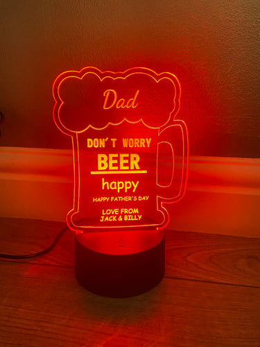 Beer led light up display- 9 colour options with remote! - Laser LLama Designs Ltd