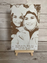 Load image into Gallery viewer, Photo engraved onto white mdf -2 sizes-stand included - Laser LLama Designs Ltd