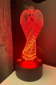 Led light memorial Angel  display. 9 colours and remote control! - Laser LLama Designs Ltd