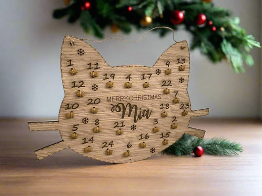 Wooden personalised cat advent calendar - Laser LLama Designs Ltd