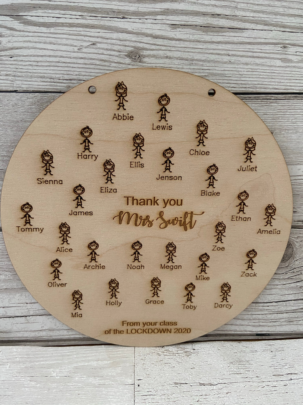 Wooden personalised teacher class plaque -little people - Laser LLama Designs Ltd