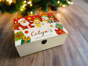 Wooden personalised Santa’s Friends Christmas Eve box - Laser LLama Designs Ltd