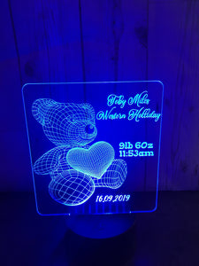 New baby , bear led light up display- 9 colour options with remote! - Laser LLama Designs Ltd