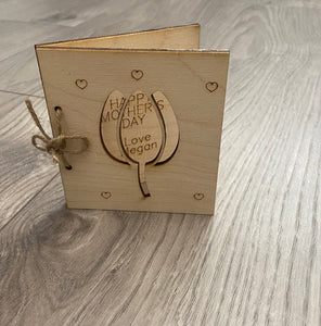 Wooden personalised folding card -4 designs - Laser LLama Designs Ltd