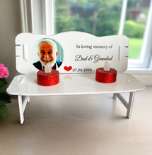 Load image into Gallery viewer, Printed acrylic personalised photo bench in white - Laser LLama Designs Ltd
