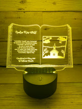 Load image into Gallery viewer, Light up 3D  open book christening gift display. 9 Colour options with remote! - Laser LLama Designs Ltd