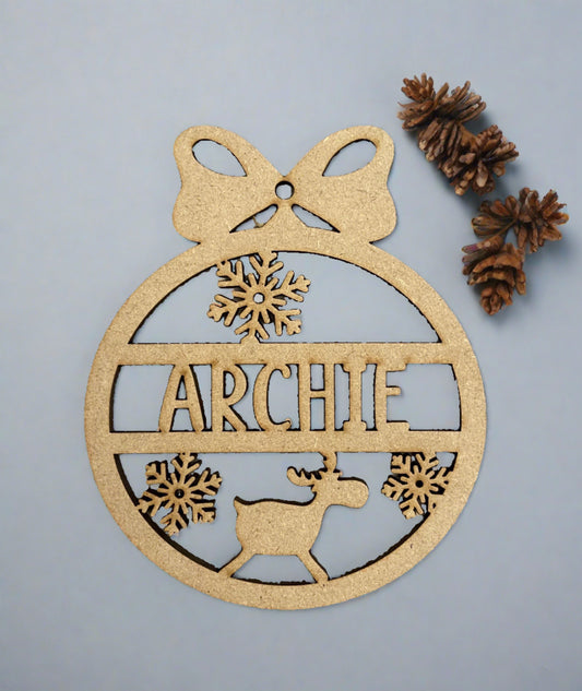 Wooden personalised bauble - Laser LLama Designs Ltd