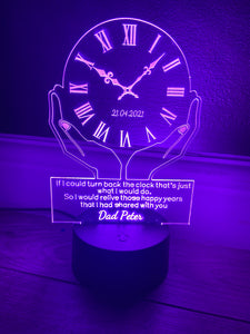 Led light memorial , clock display. 9 colours and remote control! - Laser LLama Designs Ltd