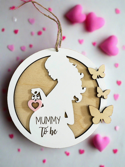 Wooden circle hanging mummy to be plaque - Laser LLama Designs Ltd