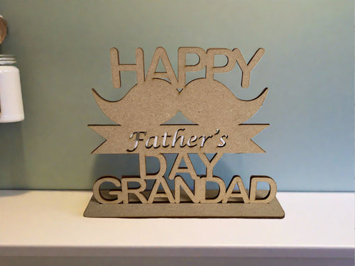 Happy Father’s Day plaque- moustache - Laser LLama Designs Ltd