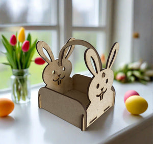 Wooden Easter bunny basket - Laser LLama Designs Ltd