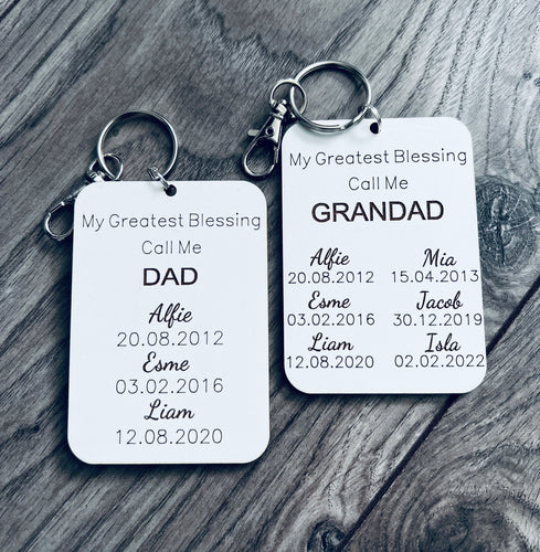 Wooden personalised greatest blessing keyring Father’s Day - Laser LLama Designs Ltd