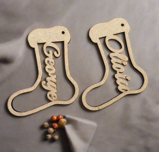 Wooden personalised stocking bauble - Laser LLama Designs Ltd