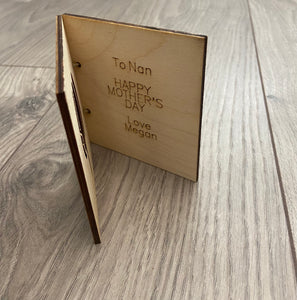 Wooden personalised folding card -4 designs - Laser LLama Designs Ltd