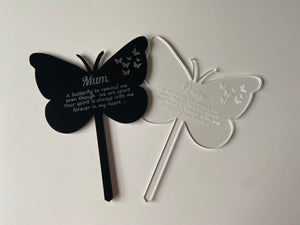 Memorial grave marker -butterfly shape - Laser LLama Designs Ltd