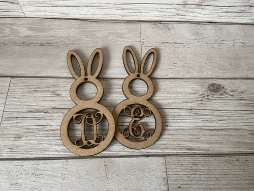 Wooden mdf initial letter  bunny - Laser LLama Designs Ltd