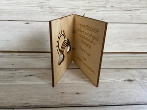 Wooden personalised teacher card - Laser LLama Designs Ltd