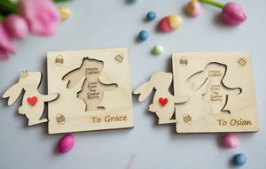 Wooden personalised 3D bunny card - Laser LLama Designs Ltd