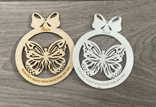 Load image into Gallery viewer, Butterfly personalised bauble - wooden or acrylic - Laser LLama Designs Ltd