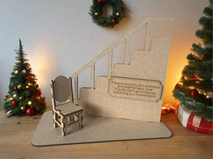 Wooden stairs and chair - If Tears Could Build A Stairway mdf - Laser LLama Designs Ltd