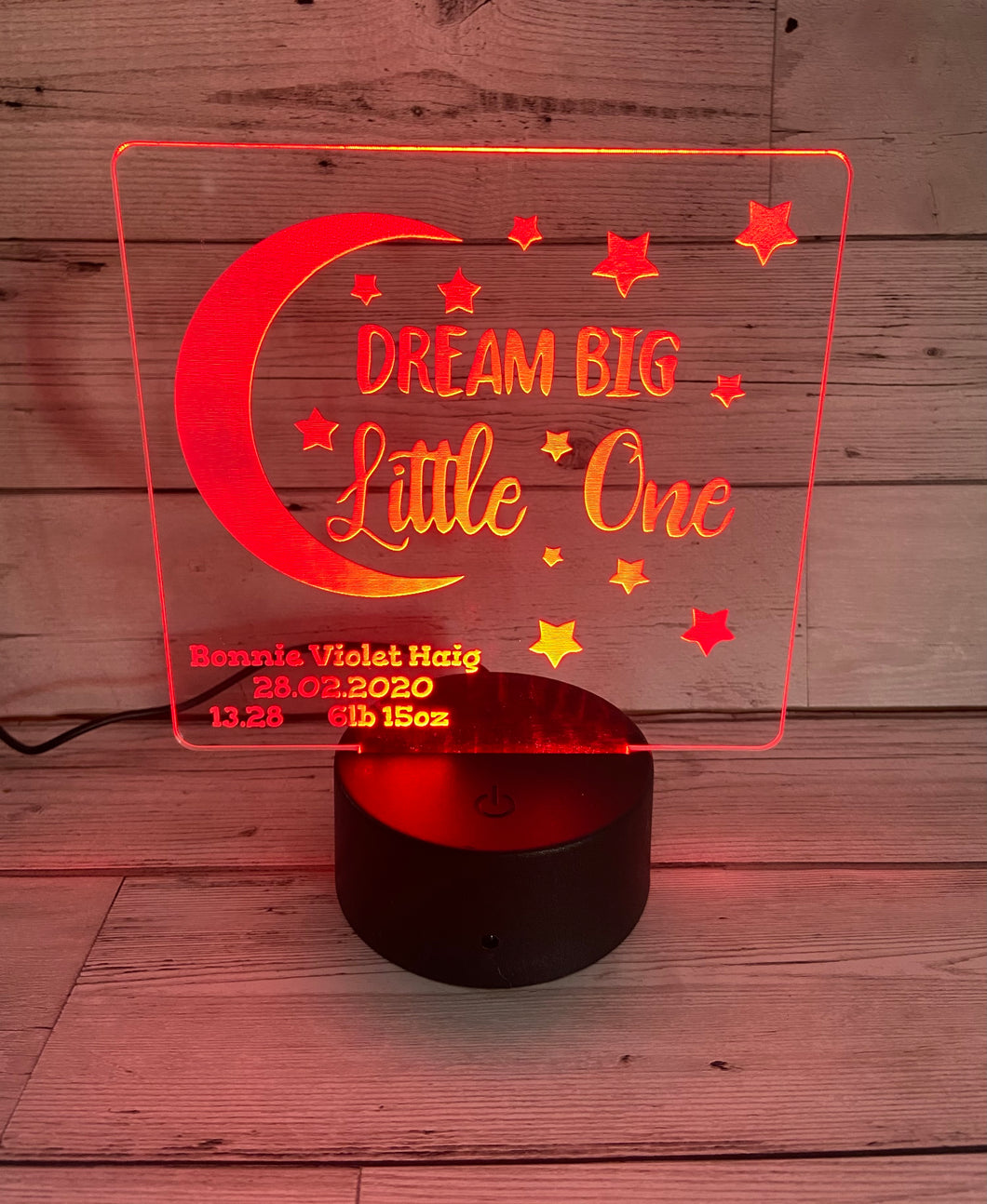 New baby 'Dream big little one' led light up display - 9 colours options with remote! - Laser LLama Designs Ltd
