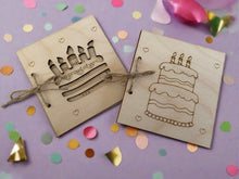 Load image into Gallery viewer, Wooden personalised birthday card - Laser LLama Designs Ltd
