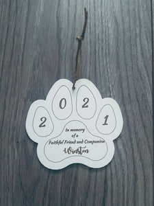 Wooden white paw hanging decoration - Laser LLama Designs Ltd