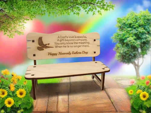 Wooden personalised bench - heavenly Father’s Day - Laser LLama Designs Ltd