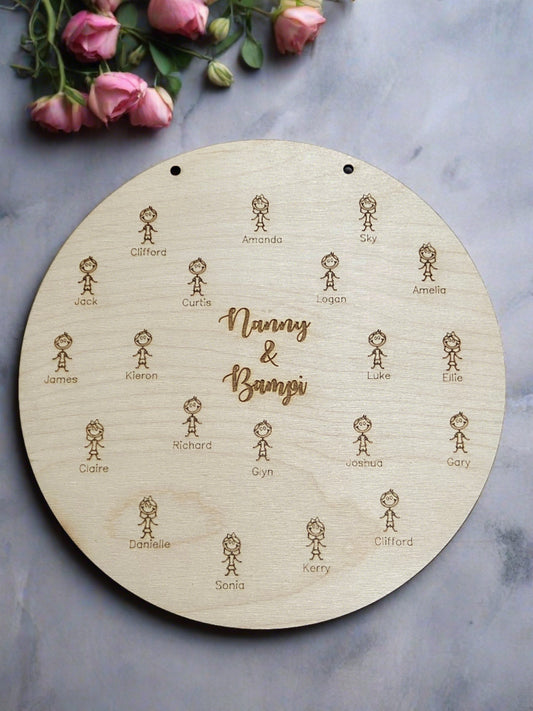 Wooden personalised grandchildren plaque - Laser LLama Designs Ltd