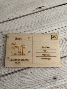 Little mini postcard for teacher -fridge magnet - Laser LLama Designs Ltd