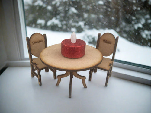 Wooden memorial table and chair set - Laser LLama Designs Ltd