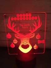 Load image into Gallery viewer, Reindeer personalised with up to 8 names LED light up display- 9 colour options with remote - Laser LLama Designs Ltd