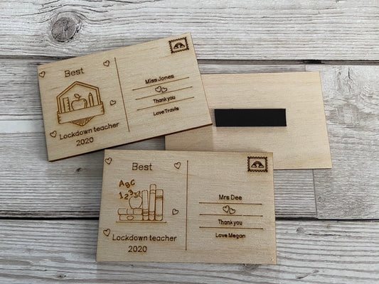 Little mini postcard for teacher -fridge magnet - Laser LLama Designs Ltd