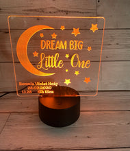 Load image into Gallery viewer, New baby &#39;Dream big little one&#39; led light up display - 9 colours options with remote! - Laser LLama Designs Ltd