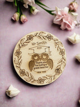 Load image into Gallery viewer, Wooden personalised owl fridge magnet - Laser LLama Designs Ltd