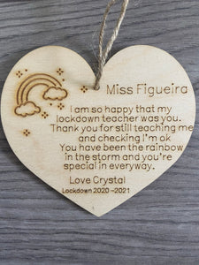 Wooden personalised rainbow teacher plaque - Laser LLama Designs Ltd