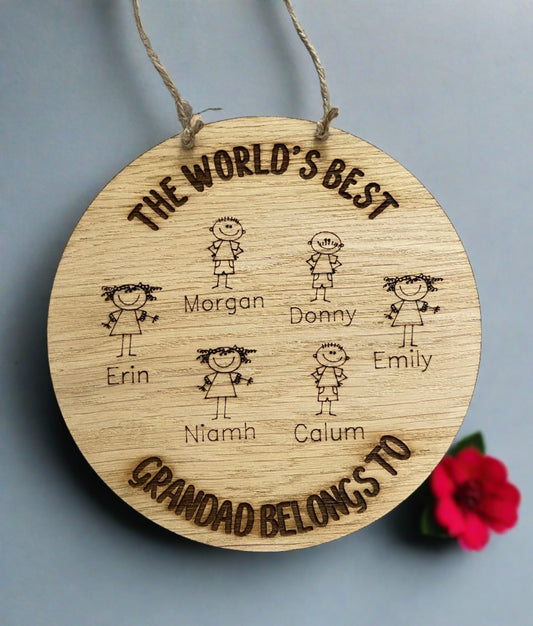 Oak veneer personalised belongs to plaque - Laser LLama Designs Ltd