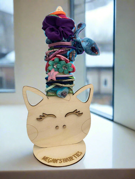 Personalised freestanding hair ties unicorn stand - Laser LLama Designs Ltd