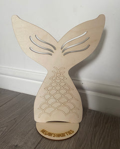 Personalised freestanding hair ties mermaid tail stand/holder - Laser LLama Designs Ltd
