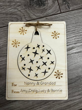 Load image into Gallery viewer, Wooden personalised card with bauble - 2 designs - Laser LLama Designs Ltd