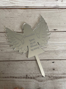 Memorial grave marker angel shape - Laser LLama Designs Ltd