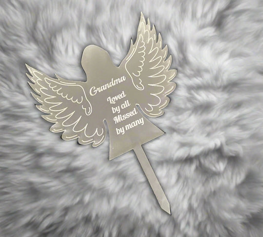 Memorial grave marker angel shape - Laser LLama Designs Ltd