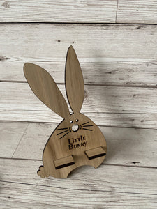 Oak Venner bunny phone holder - Laser LLama Designs Ltd