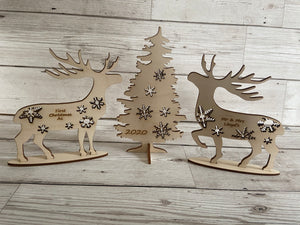 Personalised freestanding deer couple and tree - Laser LLama Designs Ltd