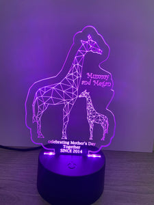 Giraffe Mother’s Day led light up display- 9 colour options with remote! - Laser LLama Designs Ltd